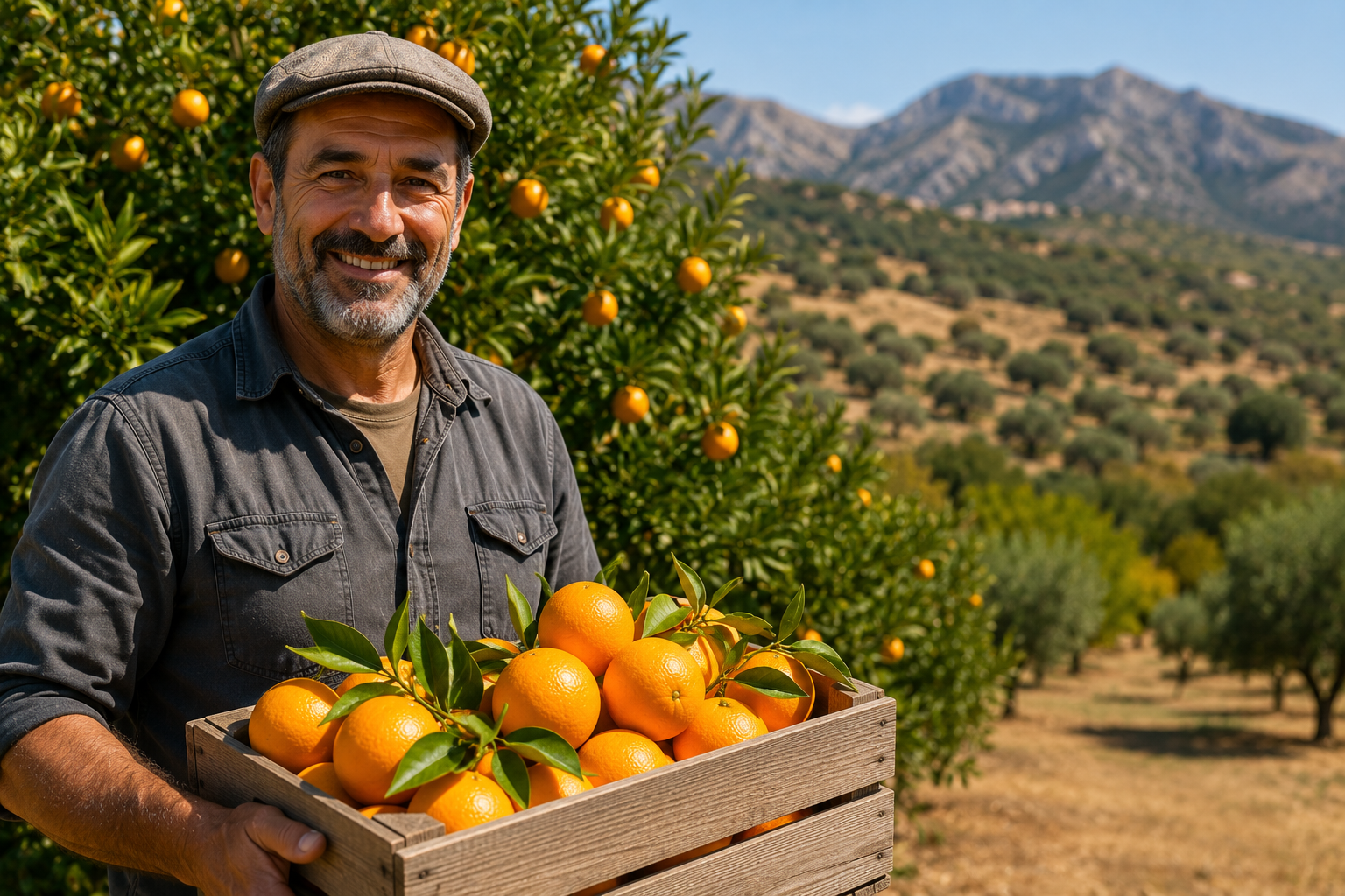 Greek producer with oranges